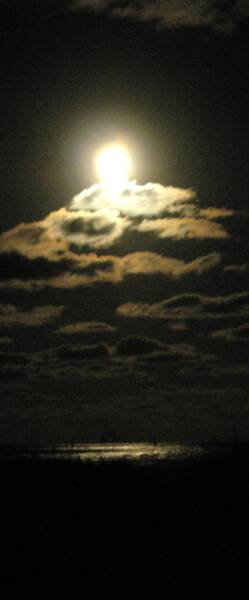 Moonlight over the ocean at Southern Shores, North Carolina
