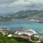 ST. THOMAS HARBOR.  VICTORY AND ENCHANTMENT OF THE SEAS ARE DOCKED.  