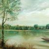 MAN IN A BOAT - Oil - Louise Northon Wright - 12"x24" - Owners: Art & Rose Richard